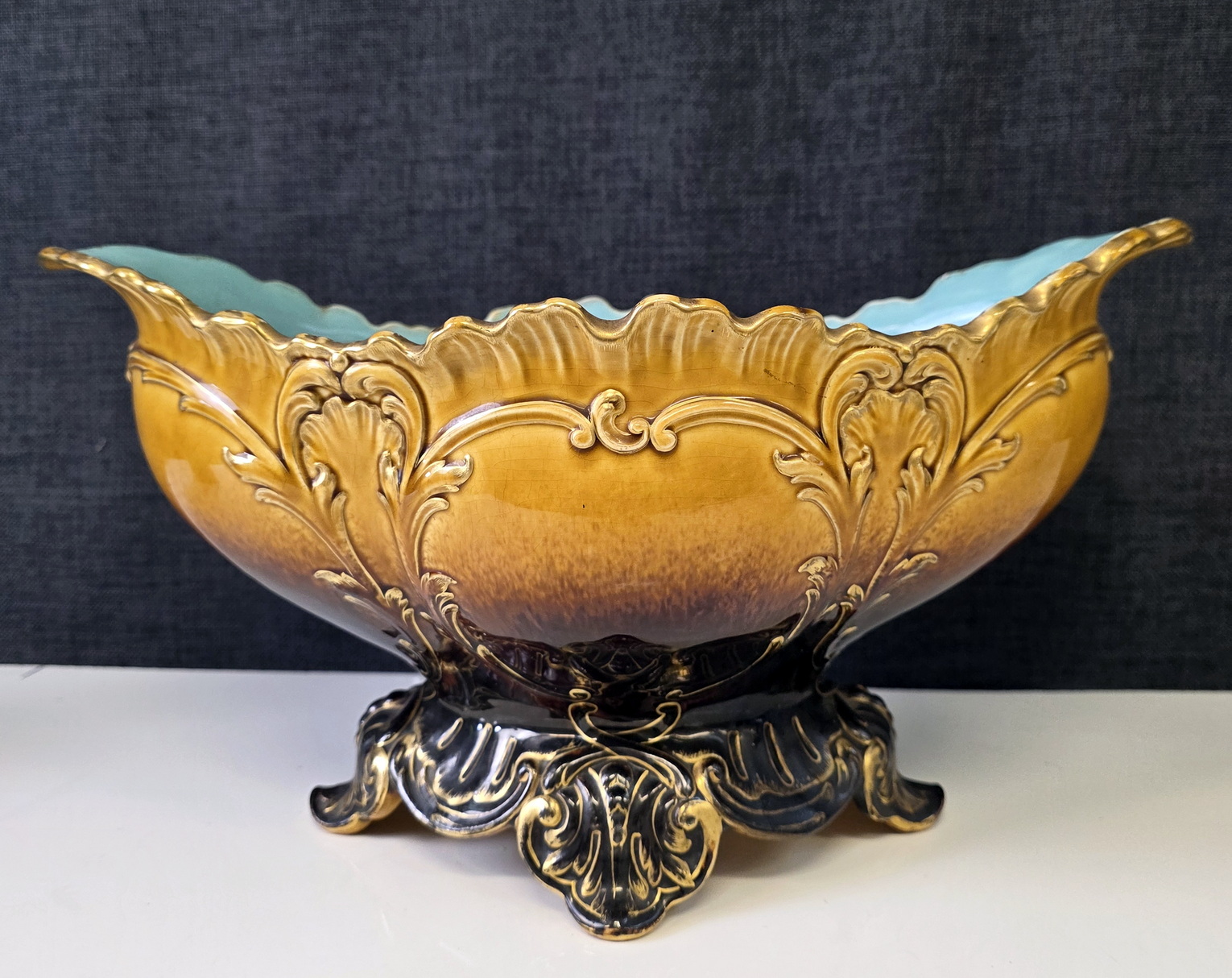 A French Majolica Cache-pot A French Majolica Cache-pot